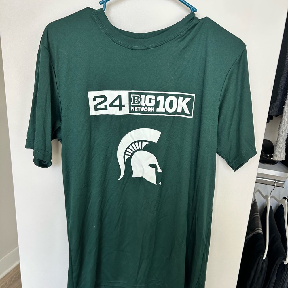 Michigan State Spartans Green '24 Big Ten Network 10K' Short Sleeve Tee